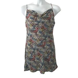 Row A Floral Spaghetti Strap Ditsy Blousy Neckline Slip Mini Dress M Medium